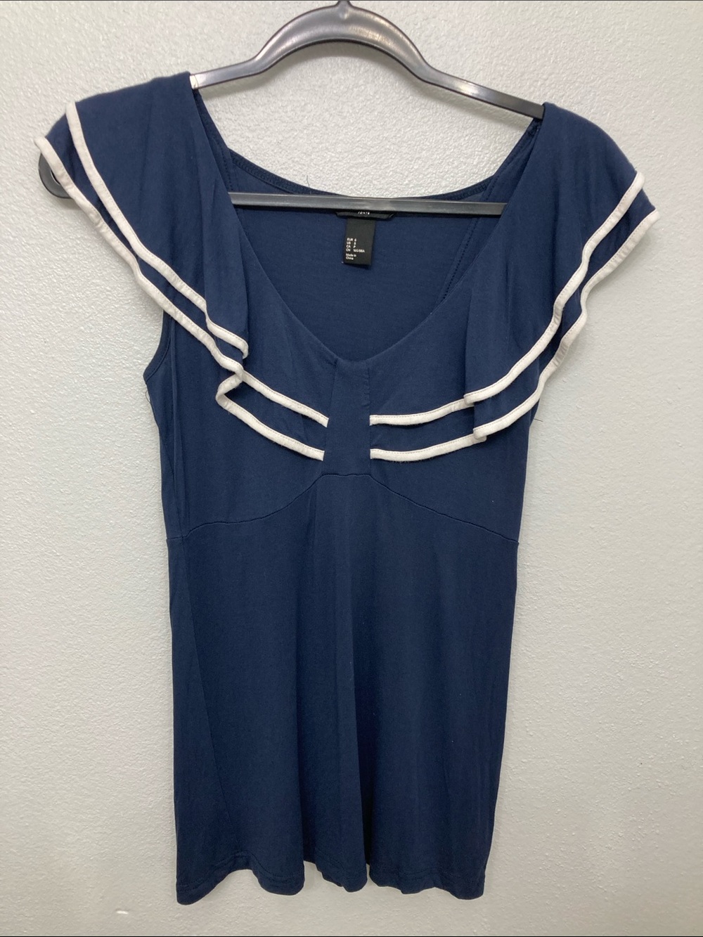 H&M Navy Blue Tank Top with White Trim